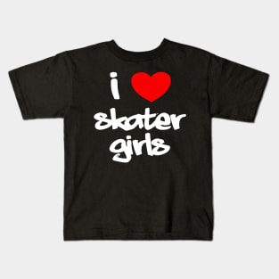 I Heart Skater Girls (Graffiti, white text) Kids T-Shirt